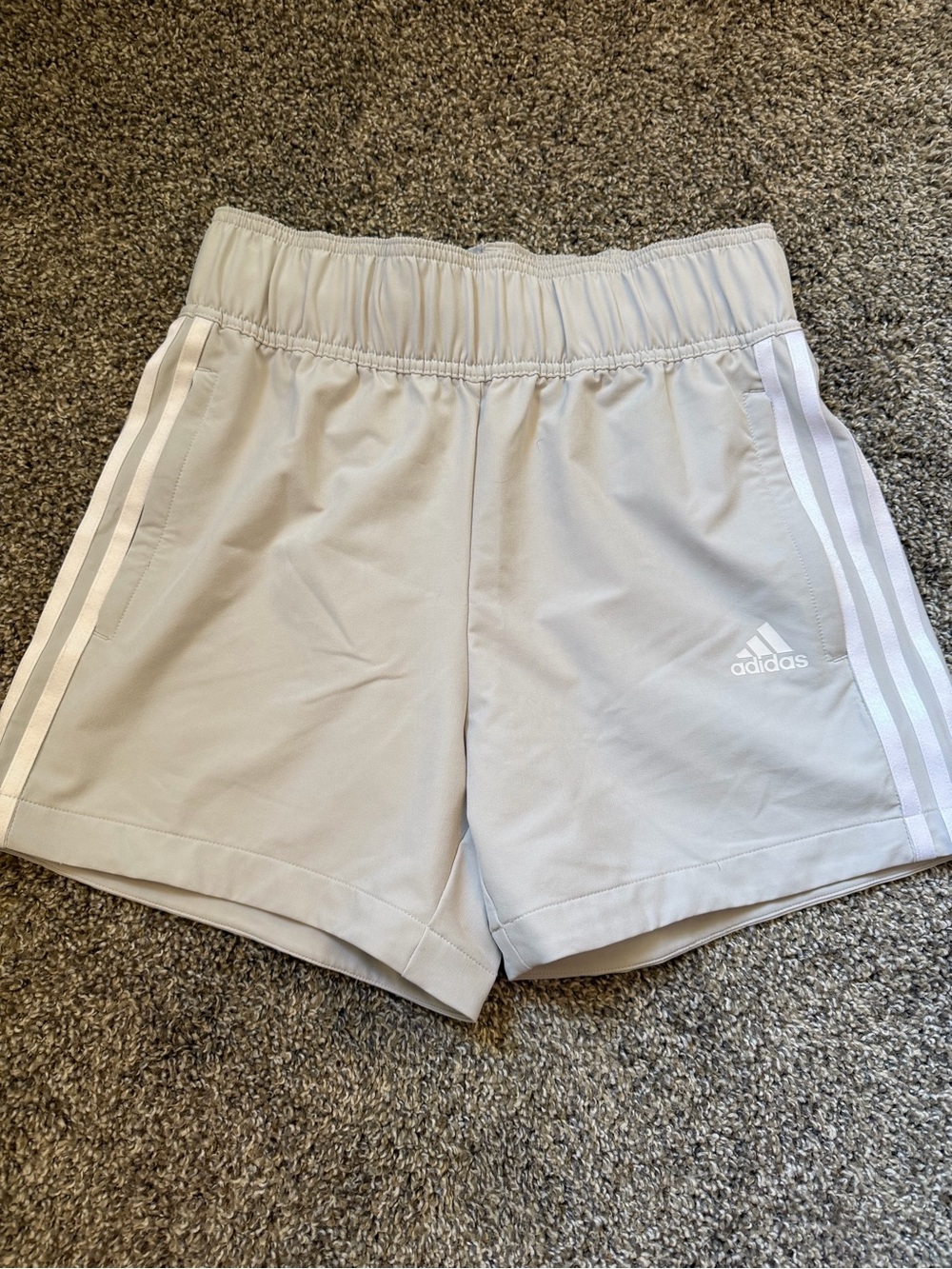 adidas Women's Light Gray Athletic Shorts with Three-Stripes